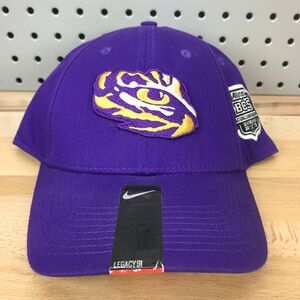 LSU Tigers NCAA Football BCS NIKE S1ZE Legacy 91 Stretch Fit Cap Purple NWT Hat